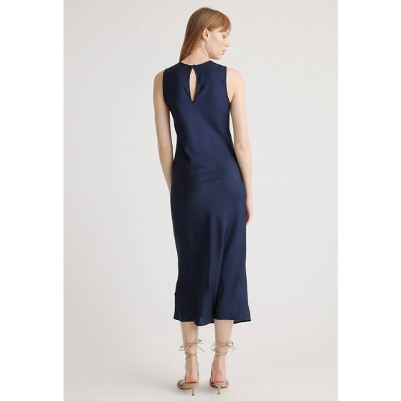 Quince Wm's Washable Stretch Silk Tank Midi Dress Navy Sz S #88 - Picture 5 of 5